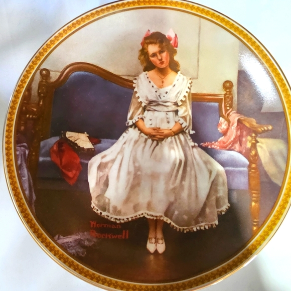 Norman Rockwell Waiting At The Dance Porcelain Limited Edition Plate - Picture 3 of 5